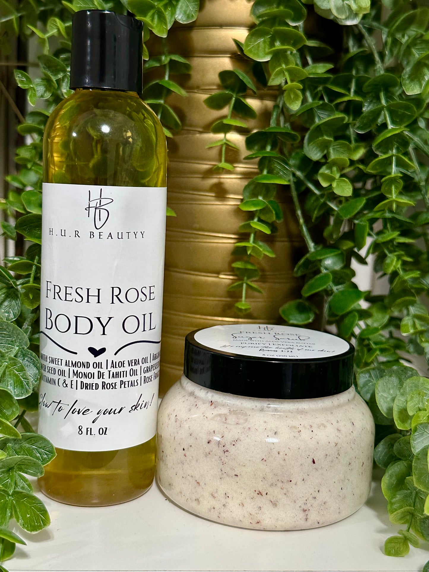 Fresh Rose Body Oil & Sugar Scrub