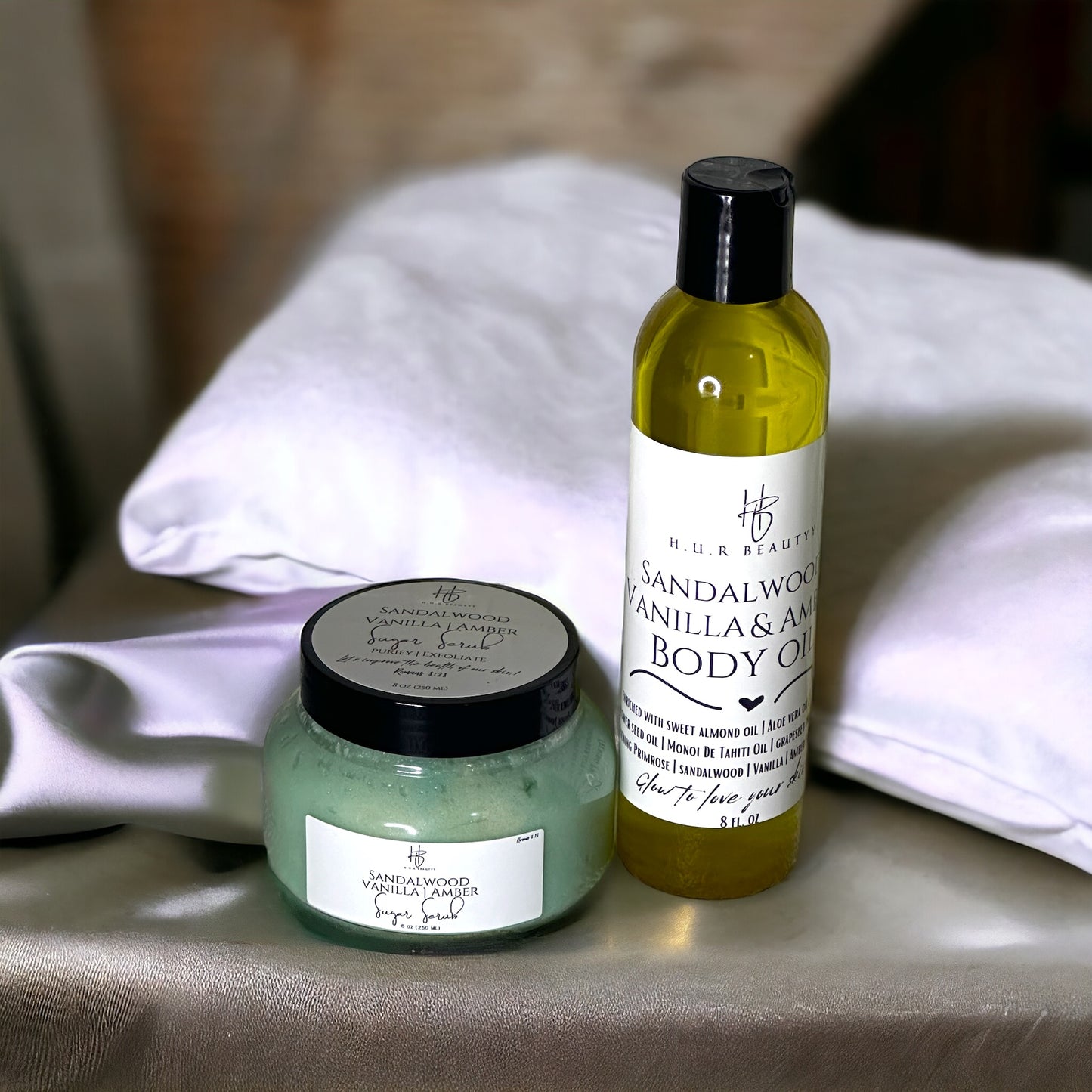 Sandalwood | Vanilla & Amber Body Oil & Sugar Scrub
