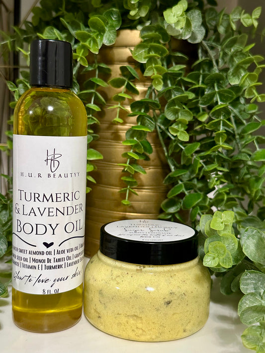 Turmeric & Lavender Body Oil & Sugar Scrub