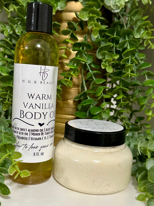 Warm Vanilla Body Oil & Sugar Scrub